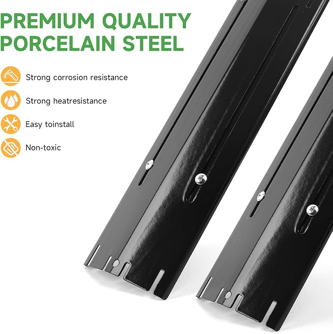 GEEKHOM Stainless Steel Grill Heat Plates - Adjustable Replacement Parts for Gas Grills, Durable and Easy to Install - Ideal for Outdoor BBQ and Cooking (Black)