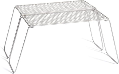 Vargo Titanium Bifold Foldable Campfire Grill - Portable Titanium Grill Surface with Legs - 60+ Square Inch Cooking Surface for Backpackers and Campers