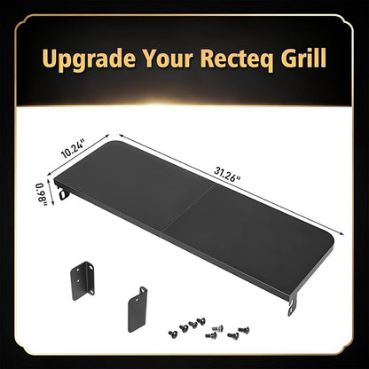 QuliMetal Front Shelf for Recteq RT-1100, Folding Front Grill Table Accessory, Foldable Pellet Grill Shelf with Extra Prep Space for Food Prep, Trays, Tools and Storage, 31.3" x 10.2"