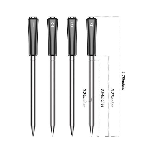 INKBIRD 14-BW Replacement Probe 4-Pack Kit，Only Compatible with 14-BW Wireless Meat Thermometer, IP67 Waterproof Probe for BBQ, Grill, Smoker, Oven, Rotisserie（Only Probes）
