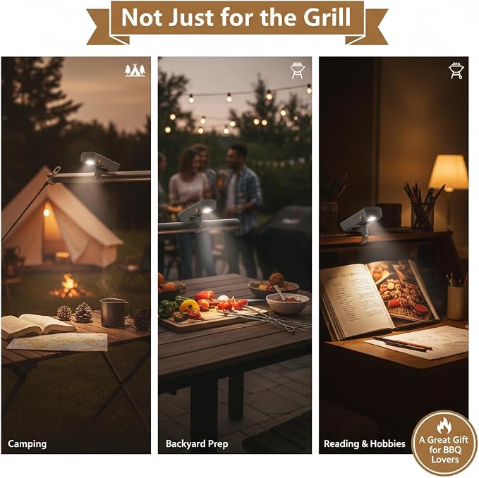 Yukon Glory Rechargeable LED Grill Handle Light, Fits Most Grills | Bright, water and heat resistant. Fits most outdoor grills. Rechargeable, patent pending.