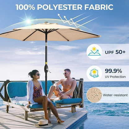 Wisteria Lane Outdoor Patio Umbrella, 7.5' Patio Umbrella, Market Umbrella, Large Outdoor Umbrella, Metal Pole Umbrella with Push Button Tilt and Crank, Polyester Canopy