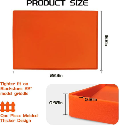 Silicone Griddle Mat Cover for Blackstone 22 Inch Griddle, Heavy Duty Food Grade Silicone Griddle Cover, Griddle Accessories for Blackstone Grill, All Season Protective Cover (Orange, 22 Inch)