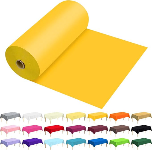 54 Inch X 300 Feet Plastic Table Cover Roll Premium Disposable Plastic Tablecloth for All Type/Shape Tables | Picnic, Party, Banquet, Birthdays, Weddings (Yellow, 54 Inch X 300 Feet)