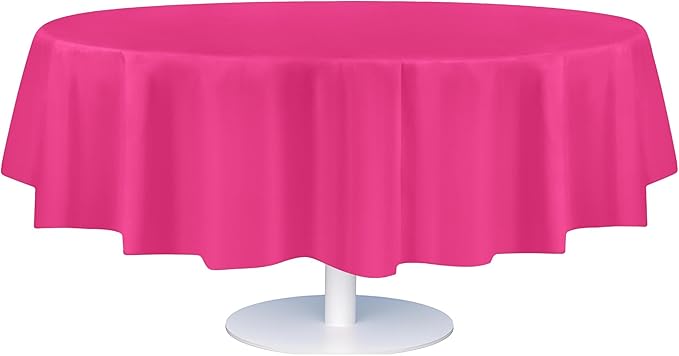 Grandipity 12 Pack Premium Disposable Plastic Tablecloth 84" Inch Decorative Round Table Cover - Hot Pink