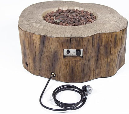 Elementi Manchester Outdoor Firepit Table 42 Inches Rectangular Fire Pit Concrete Patio Heater Electronic Ignition Backyard Fireplace Cover Lava Rock Included Liquid Propane