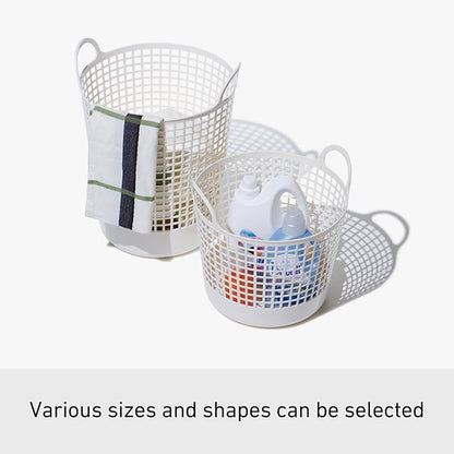 like-it SCB -1 Laundry Storage, Round Basket with Handle, Laundry Basket, Approx. Width 16.1 inches (41 cm), Depth 14.6 inches (37 cm), Height 14.8 inches (37.5 cm), White, Made in Japan