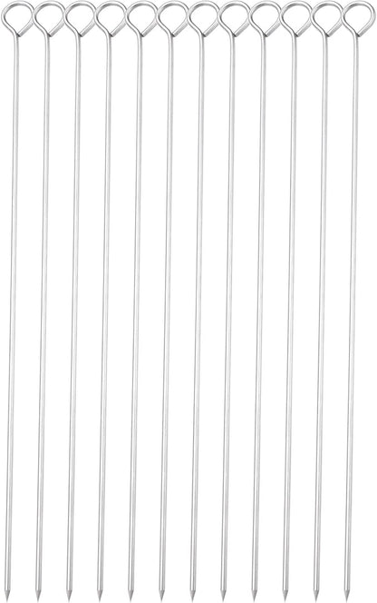 12 Inch Barbecue Skewers, Stainless Steel BBQ Skewers, Shish Kebab Kabob Skewers 12Pcs