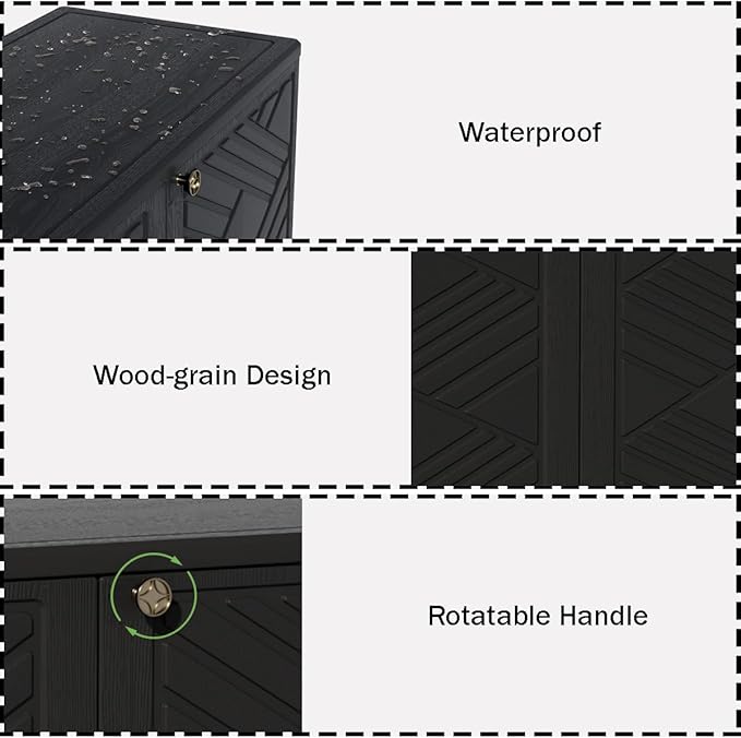 Mrosaa Outdoor/Indoor Storage Box,Resin and Plastic Storage Cabinet Waterproof,Outdoor Cabinet for Patio/Garden/Balcony/Backyard/All Room(NO Shelf-Black)