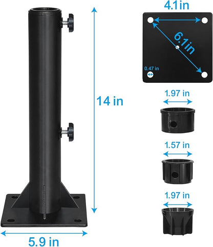 EliteShade USA Windproof Patio Umbrella Mount Stand, Heavy Duty Fixed Metal Umbrella Base for Concrete, Wood Deck, Boat Dock, Rust-Free Outdoor Parasol Holder for Backyard, Fits 1.5" to 1.9" Poles