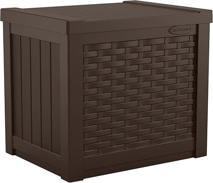 Suncast 4 Pack 22-Gallon Small Deck Box - Lightweight Resin Storage Container and Seat for Patio Cushions and Gardening Tools - Store Items on Patio, Garage, 22.5"L x 17"W x 22.5"H, Yard - Java Brown