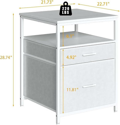Herture Mini Fridge Stand with 3 Storage, Mini Fridge Cabinet, Beverage Fridge Table, Heavy Duty 21.3" L* 22.7" W Tabletop, for Dorm, Apartment,Office, Bedroom White HB01BXW