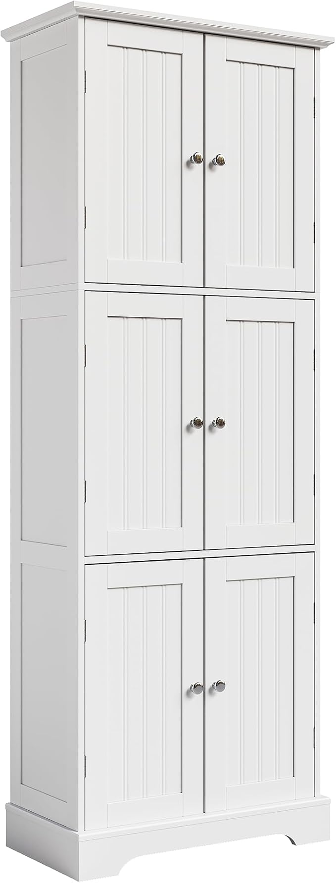 ChooChoo 63.2" Tall Bathroom Storage Cabinet with 6 Doors | Freestanding Floor Cabinet, Adjustable Shelves, Pantry Cabinet for Bathroom, Kitchen, Laundry Room, White