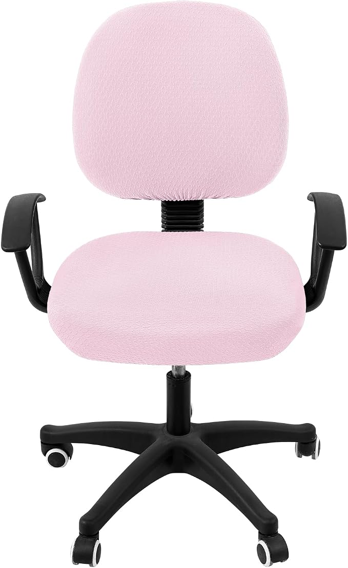 Smiry Office Computer Chair Covers for Desk Rotating Chair Protector | Stretch Jacquard Removable Washable Universal Slipcovers, Seat + Backrest Cover, Pink