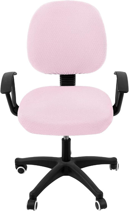 Smiry Office Computer Chair Covers for Desk Rotating Chair Protector | Stretch Jacquard Removable Washable Universal Slipcovers, Seat + Backrest Cover, Pink