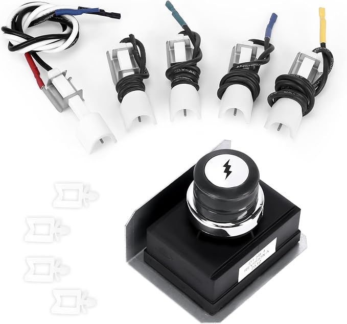 GRISUN 7628 7629 4-Outlet Igniter Kit for Weber Genesis 300 Series | Fits Weber Genesis E310, S310, E320, S320, E330 and S330 with Front-Mounted Controls, 2011-2024; 4-Outlet Ignition