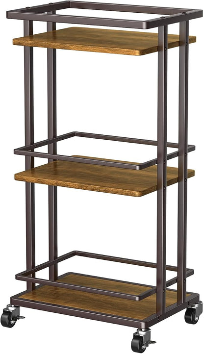 OKZEST 3-Tier Bar Cart for Home, Mini Rolling Liquor Cabinet & Serving Cart | Small alcohol coffee bar cart for party, Holds wine, liquor, beverage, glassware, shaker, coffee supplies, Rustic farmhouse