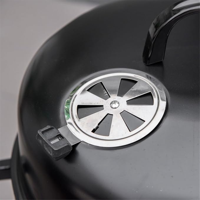 3-in-1 Portable Charcoal Grill & Smoker – Heavy-Duty 304 Stainless Steel BBQ Grill with Adjustable Vents, Built-in Thermometer, Double-Tier Cooking for Camping & Backyard (Black)