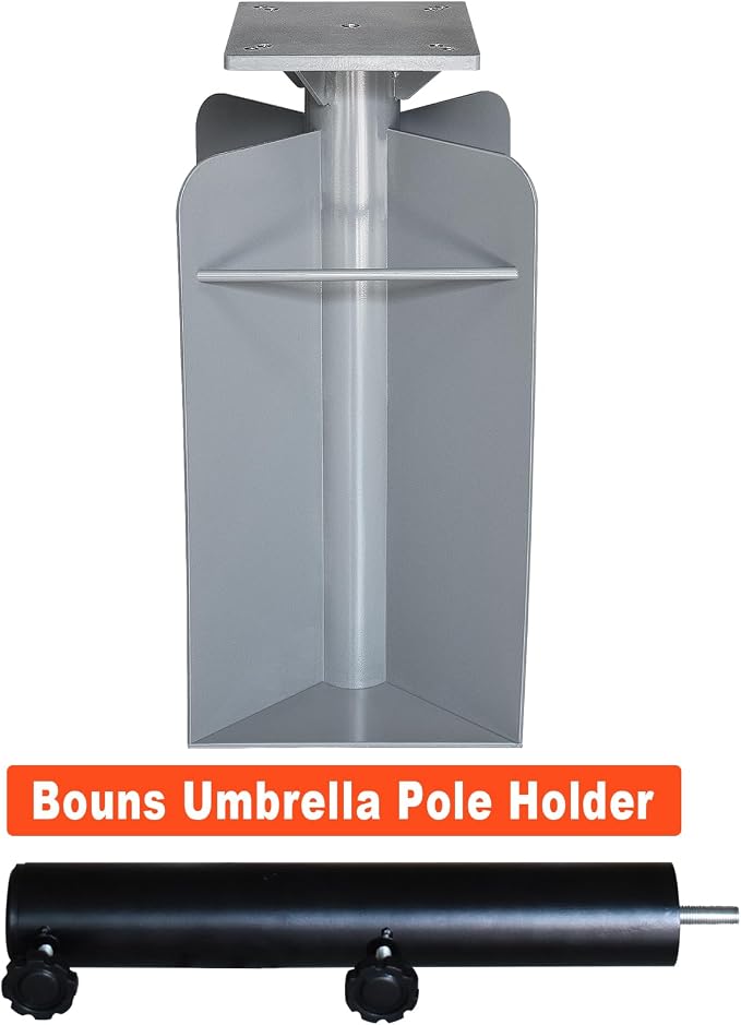 EliteShade USA Rustproof & Windproof Heavy Duty In-ground Umbrella Base Stand, Anchor Holder for Both Cantilever & Straight Middle Pole Patio Umbrellas, Commercial Grade Stainless Steel Ground Socket