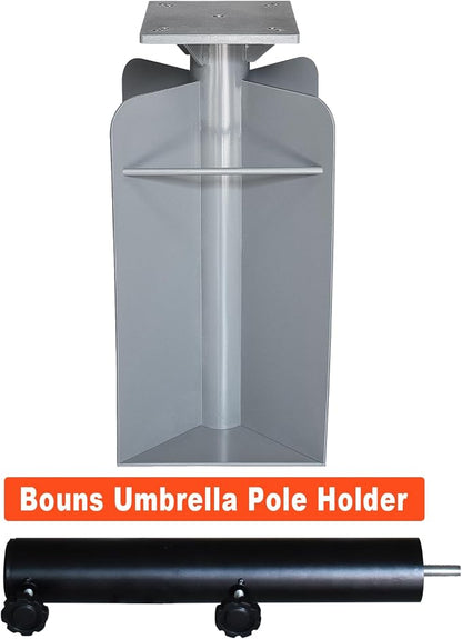 EliteShade USA Rustproof & Windproof Heavy Duty In-ground Umbrella Base Stand, Anchor Holder for Both Cantilever & Straight Middle Pole Patio Umbrellas, Commercial Grade Stainless Steel Ground Socket