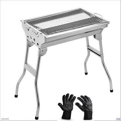 Portable Charcoal Grill for Camping BBQ, Outdoor Barbecue Grill Stainless Steel Folding Rack, Ideal Charcoal Grills BBQ for Travel & Picnic, Camping Grill for 3-5 People,A-A