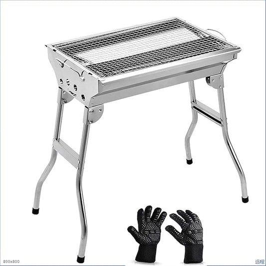 Portable Charcoal Grill for Camping BBQ, Outdoor Barbecue Grill Stainless Steel Folding Rack, Ideal Charcoal Grills BBQ for Travel & Picnic, Camping Grill for 3-5 People,A-A