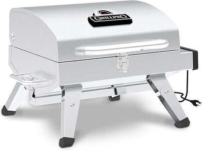 GrillPro 201119 GrillPro Table Top Portable Electric Grill in Stainless Steel
