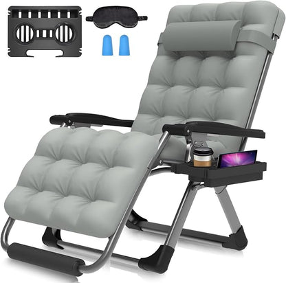 Suteck Oversized Zero Gravity Chair, 29" XL Reclining Lounge Chairs | With Removable Cushion&Headrest, Upgraded Lock and Footrest, Reclining Patio Recliner for Indoor Outdoor