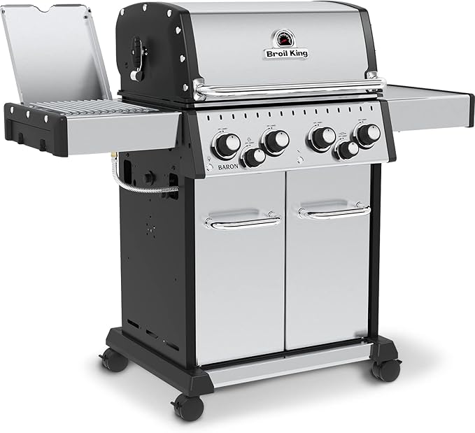 Broil King 875944 Baron S 490 Pro IR, Liquid Propane (LP), Stainless Steel, Black