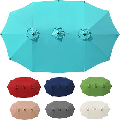 15ft Double Sided Patio Umbrella Replacement Canopy,12 Ribs Umbrella Replacement Top Cover,Frame NOT Included