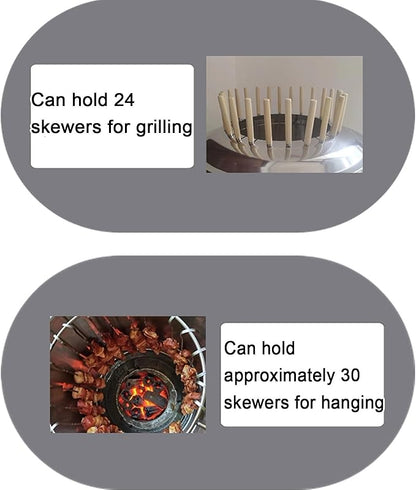 Vertical BBQ Smoker for Duck Chicken Stainless Steel Barbecue Grill with Various Accessories 360° Even Heating Independent Charcoal Bin Design for Duck, Chicken, Pigeon, Fish and Vegetables