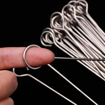 Metal Skewers for Kabobs & Grilling, 12 Inch Stainless Steel, 30 Pcs | Reusable 440 stainless steel with ring handles for BBQ, grill, oven, meat, chicken, shrimp and vegetables.