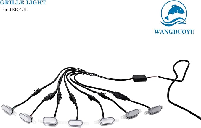 Grille LED Light Compatible with 2024-2025 Jeep Wrangler JL, Multi-Color Grille Light APP Control For Car Shows or Night Driving (7 Pcs Base trim) | Multi-Color Grille Light APP Control,7 Pcs Base Trim