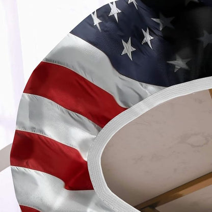 4th of July Oval Fitted Tablecloths, American Bald Eagle on Flag Elastic Edged Table Covers, Fits Tables up to 42'' x 60'', Windproof Cloths for Indoor Restaurant Outdoor Dining Decor