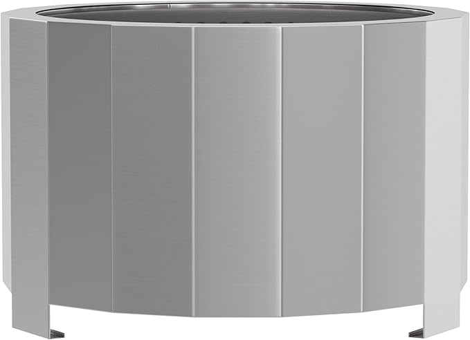 Merrick Lane Aries 27" Smokeless Firepit - Stainless Steel Finish - Wood Burning - Lightweight Portable Design - Waterproof Cover Included - No Assembly Required