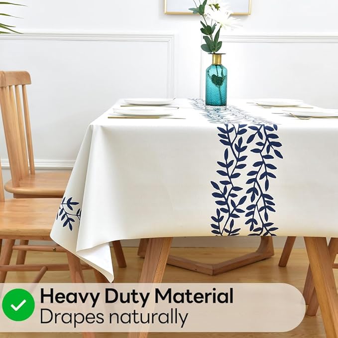 Wipeable Waterproof Tablecloth Vinyl Tablecloths for Rectangle Tables Heavy Duty PVC Tablecloth for Kitchen Dining Table(Rattan, 78'' x 54'')