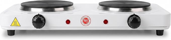Electric Countertop Burner, Double Burner, 2000W Infrared Hot Plate, Portable Electric Cooktop, 5 Level Adjustable Temperature Control Cooking Ranges for Home Dorm Camping