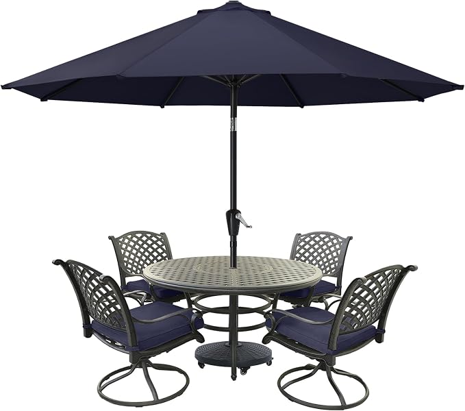 MASTERCANOPY 10ft Patio Umbrella with Tilt & Crank, Navy Blue | 8 sturdy ribs;UV/water resistant;Vent;easy setup;for garden/deck/backyard/pool