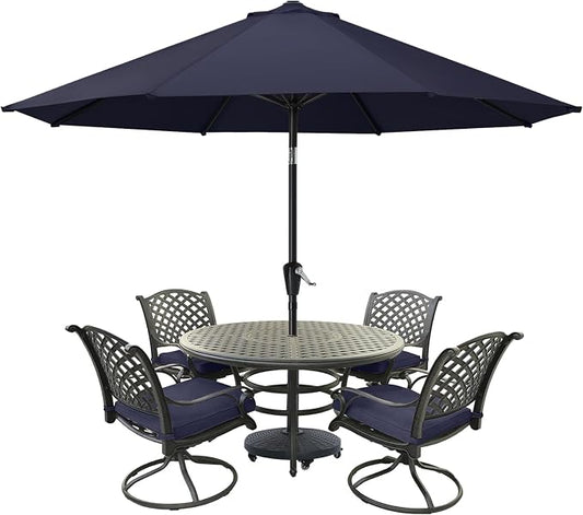 MASTERCANOPY 10ft Patio Umbrella with Tilt & Crank, Navy Blue | 8 sturdy ribs;UV/water resistant;Vent;easy setup;for garden/deck/backyard/pool