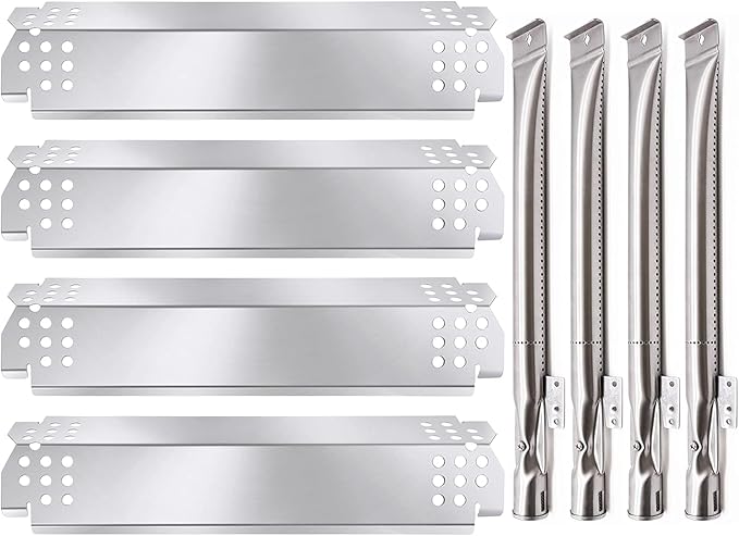 Criditpid Grill Replacement Parts for Nexgrill 4 Burner 720-0830H, 720-0783E, 5 Burner 720-0888, 720-0888N, Grill Burners Tube and Heat Shield Plates for Nexgrill Replacement Parts 4-Burner 720-0830H.