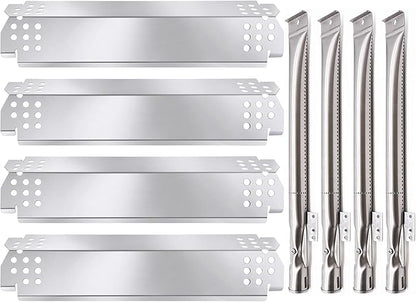 Criditpid Grill Replacement Parts for Nexgrill 4 Burner 720-0830H, 720-0783E, 5 Burner 720-0888, 720-0888N, Grill Burners Tube and Heat Shield Plates for Nexgrill Replacement Parts 4-Burner 720-0830H.