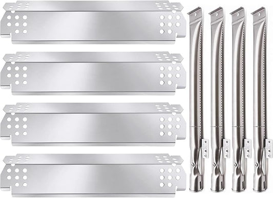 Criditpid Grill Replacement Parts for Nexgrill 4 Burner 720-0830H, 720-0783E, 5 Burner 720-0888, 720-0888N, Grill Burners Tube and Heat Shield Plates for Nexgrill Replacement Parts 4-Burner 720-0830H.