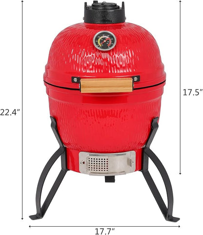 Ceramic Grill, 13" Round Charcoal Grill, Portable Barbecue Grill for Variations on Cooking Methods,Portable Charcoal Grill for Outdoor Grilling - Barbeque Grill for Outdoor Picnic 46 x 46 x 56CM