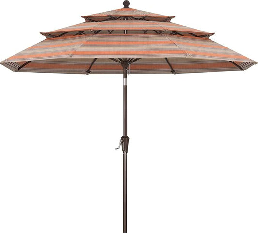 ABCCANOPY 5-Year 10-Year No Fading 9FT 3 Tiers Patio Umbrella, Outdoor Table Umbrella with 8 Sturdy Ribs for Deck, Backyard, Garden, Yard