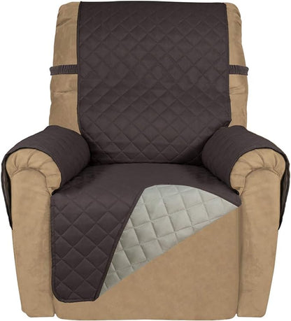 PureFit Reversible Recliner Chair Covers Couch Covers for Dogs, 19 in | Chocolate/Beige, Water Resistant Couch Protector, Washable Pet Couch Cover with Non Slip and Elastic Straps For Kids