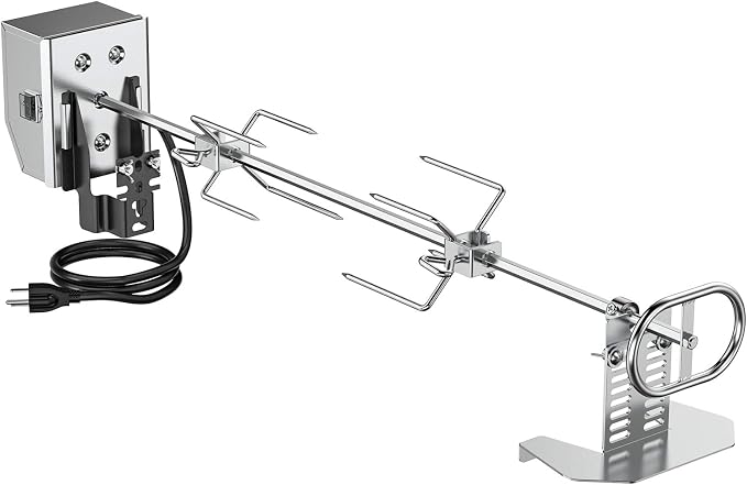 onlyfire Stainless Steel Grill Rotisserie Kit for Most Gas Grills | With 6W/110V Electric Motor, 28 x 0.35" Hexagon Spit Rod