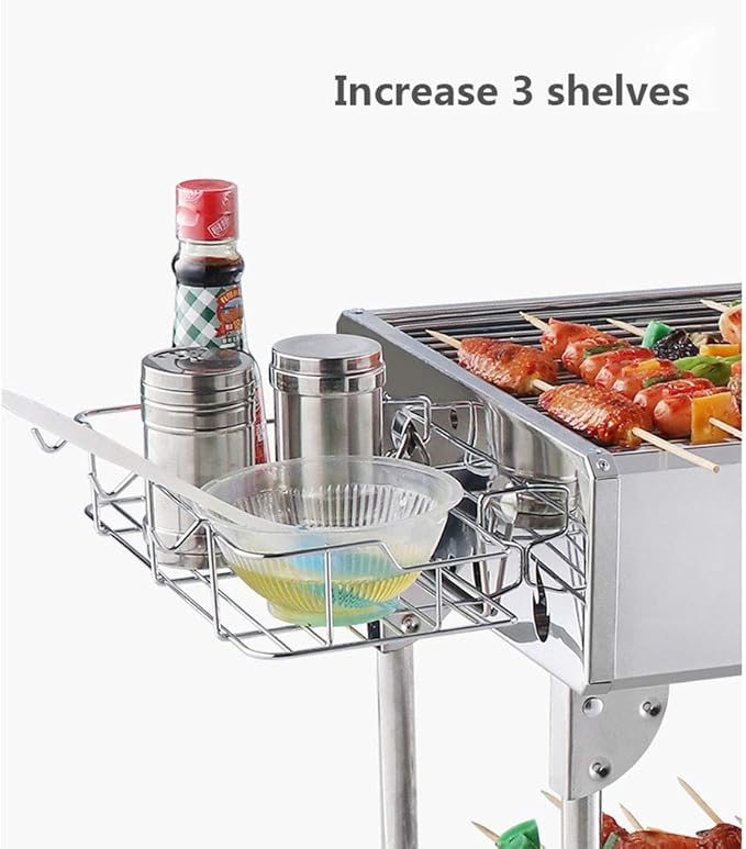 Portable Charcoal Grill Foldable BBQ Grills Outdoor Cooking Charcoal Barbeque for Picnic Camping Patio Backyard Cooking - with Non-Stick Frying pan