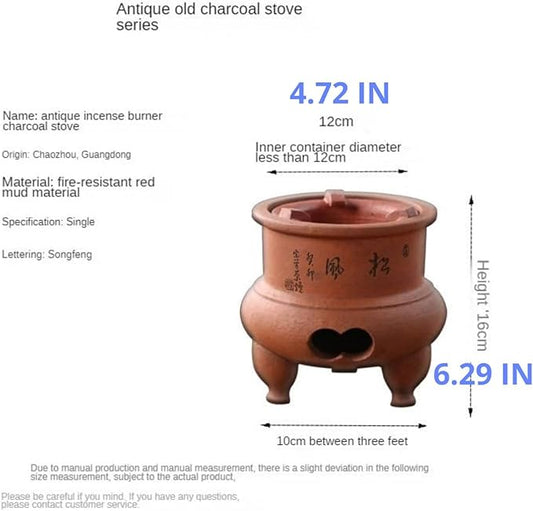 Chaozhou Imperial Kiln rare red clay charcoal stove Tea set Kung Fu Tea stove Outdoor Heating stove Barbecue oven Clay stove (old rock clay charcoal stove)