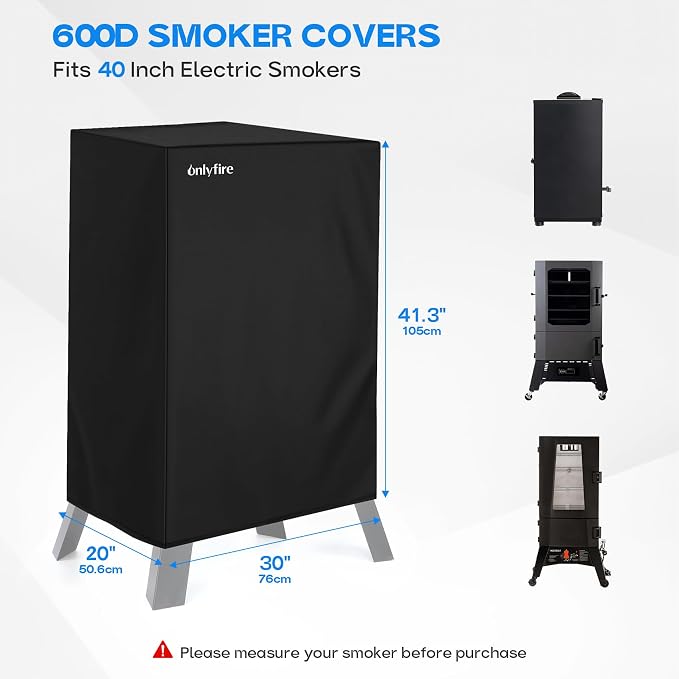 Onlyfire 40 Inch Electric Smoker Cover for Masterbuilt Propane Smoker | 30" L x 20" W x 41.3" H,Waterproof Vertical Electric Smoker Cover, Outdoor Smoker Grill Covers