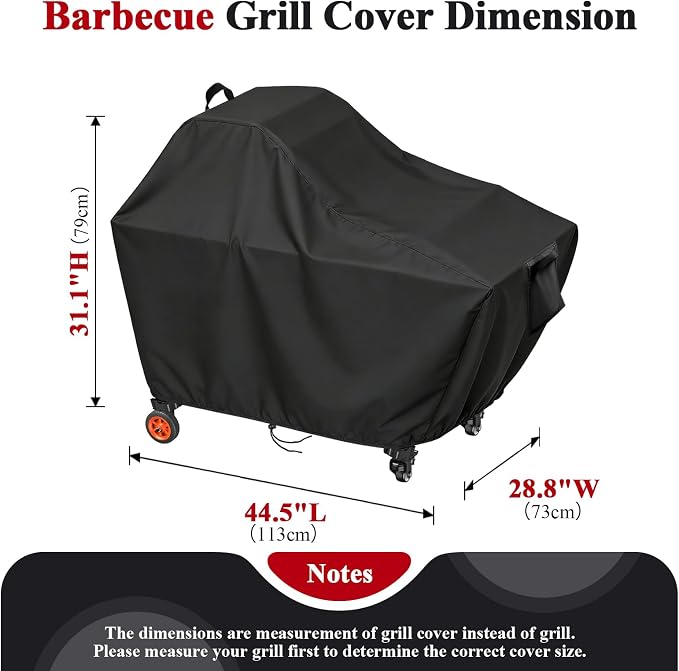 Grill Cart Cover 46x30x33in 600D Waterproof Black